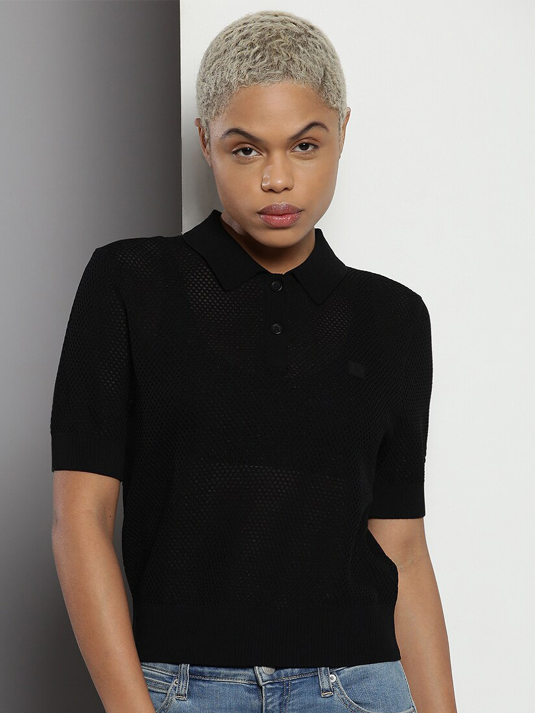 Calvin Klein Textured Polo Collar T-shirt