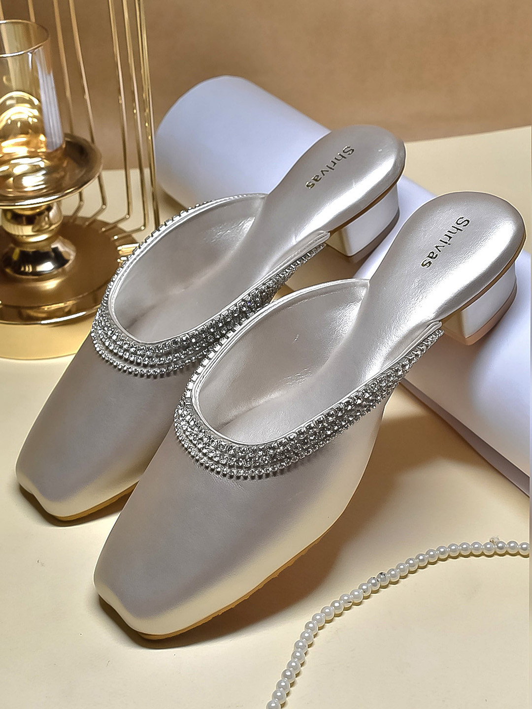 SHRIVAS BY ARCHITA MEHTA Embellished Block Heels Mules