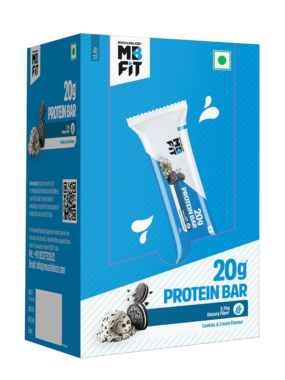 MuscleBlaze Set Of 6 Cookies & Cream Protein Bar