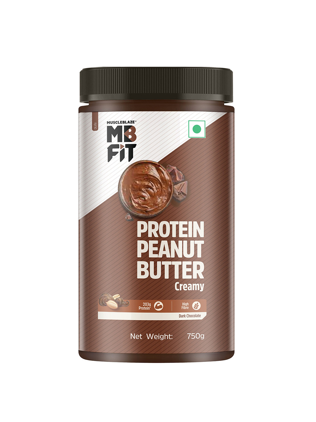 MuscleBlaze High Protein Peanut Butter Creamy Dark Chocolate Spread -750 g
