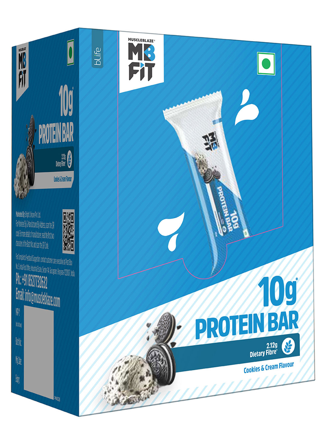MuscleBlaze Set Of 6 Cookies & Cream Protein Bar