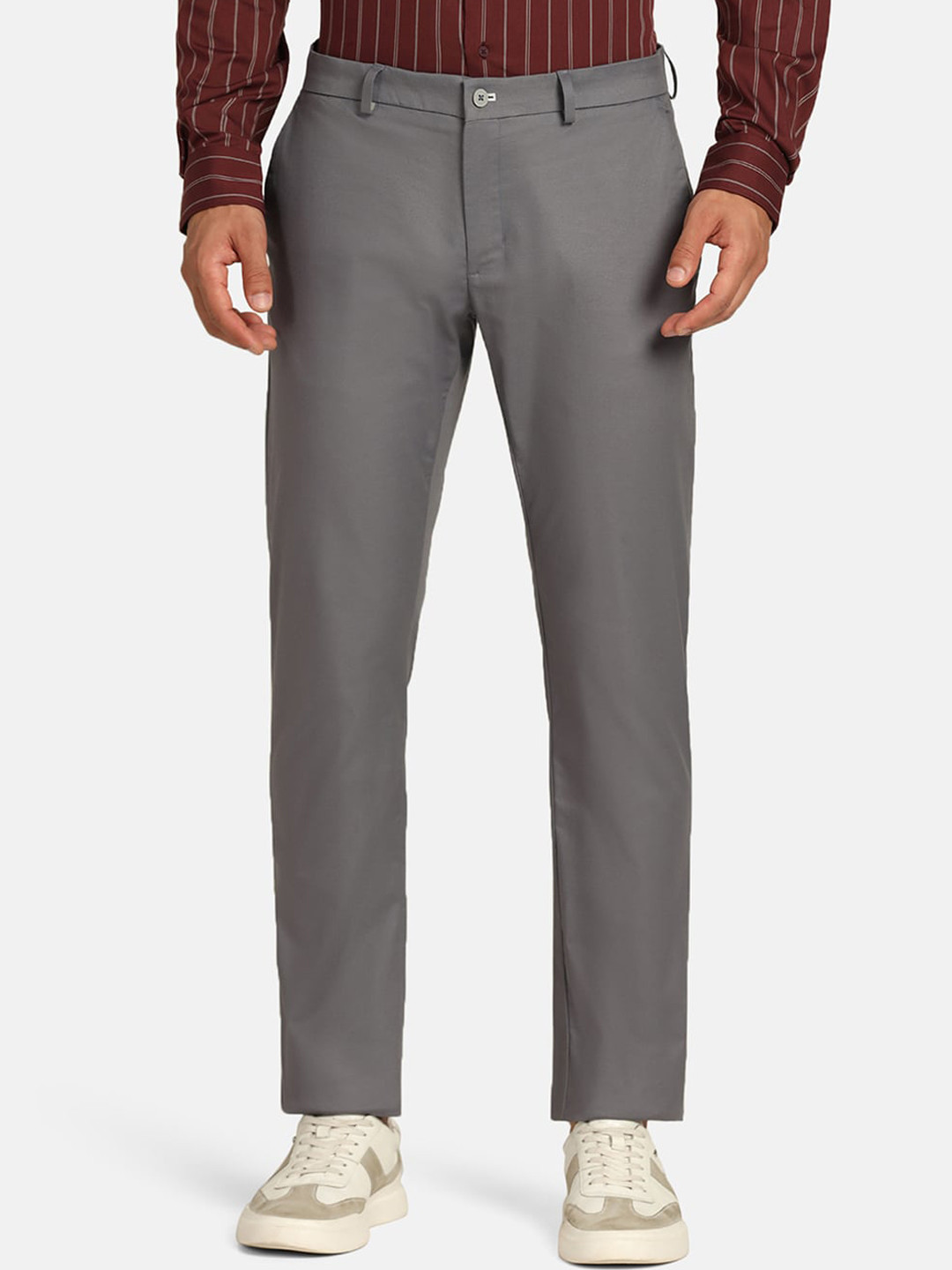 Blackberrys TechPro Men Smoke Grey Casual Slim Fit Trouser