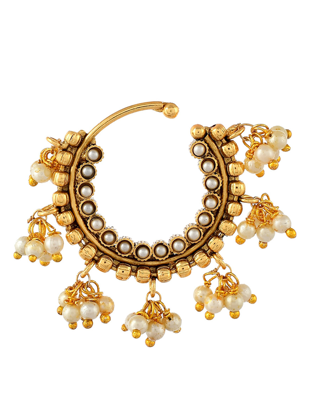 Shoshaa Gold-Plated Artificial Beads-Beaded Nosepin