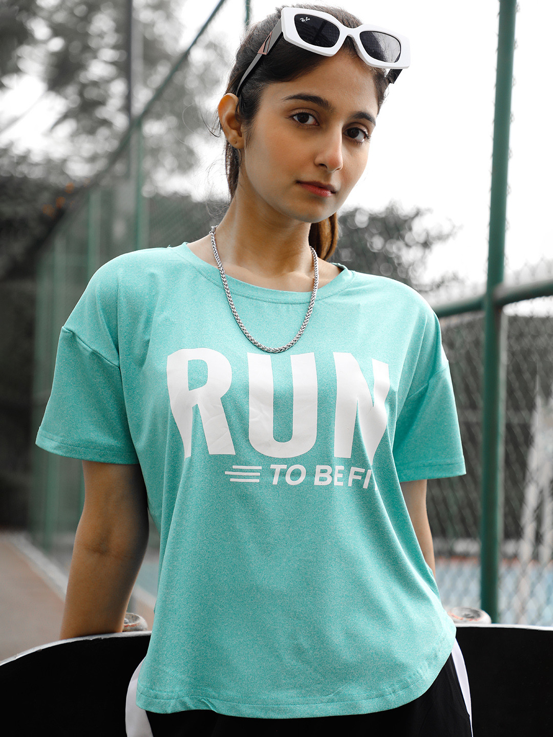 CHKOKKO Women Dry Fit Gym Typography Printed Round Neck Drop-Shoulder Sleeves T-shirt