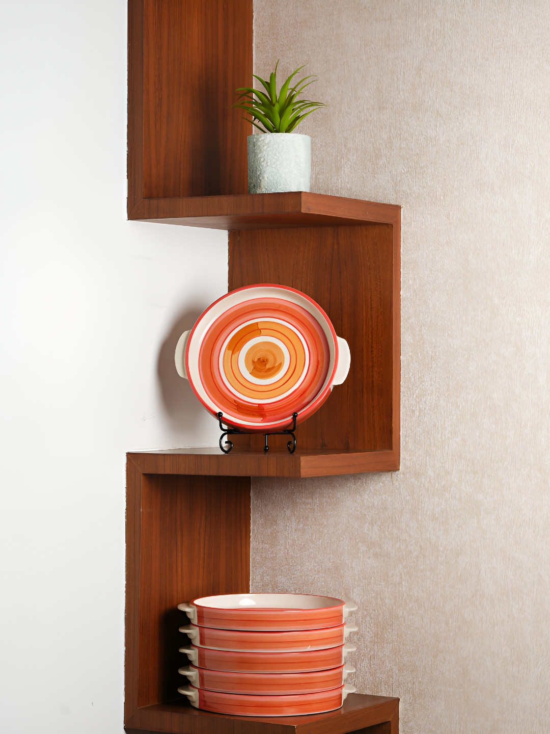 caffeine Orange 6 Pieces Ceramic Stoneware Sizzler Tray