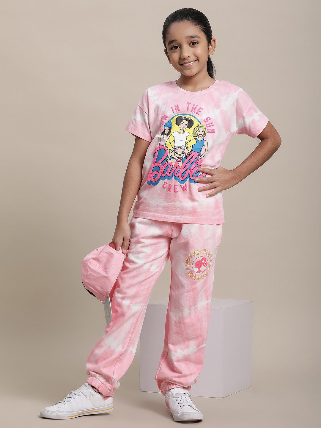 Kids Ville Girls Barbie Printed T-Shirt With Jogger