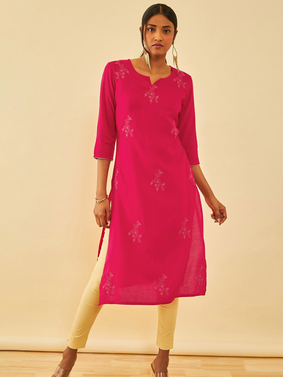 Soch Geometric Rayon Embroidered Kurta With Thread Work