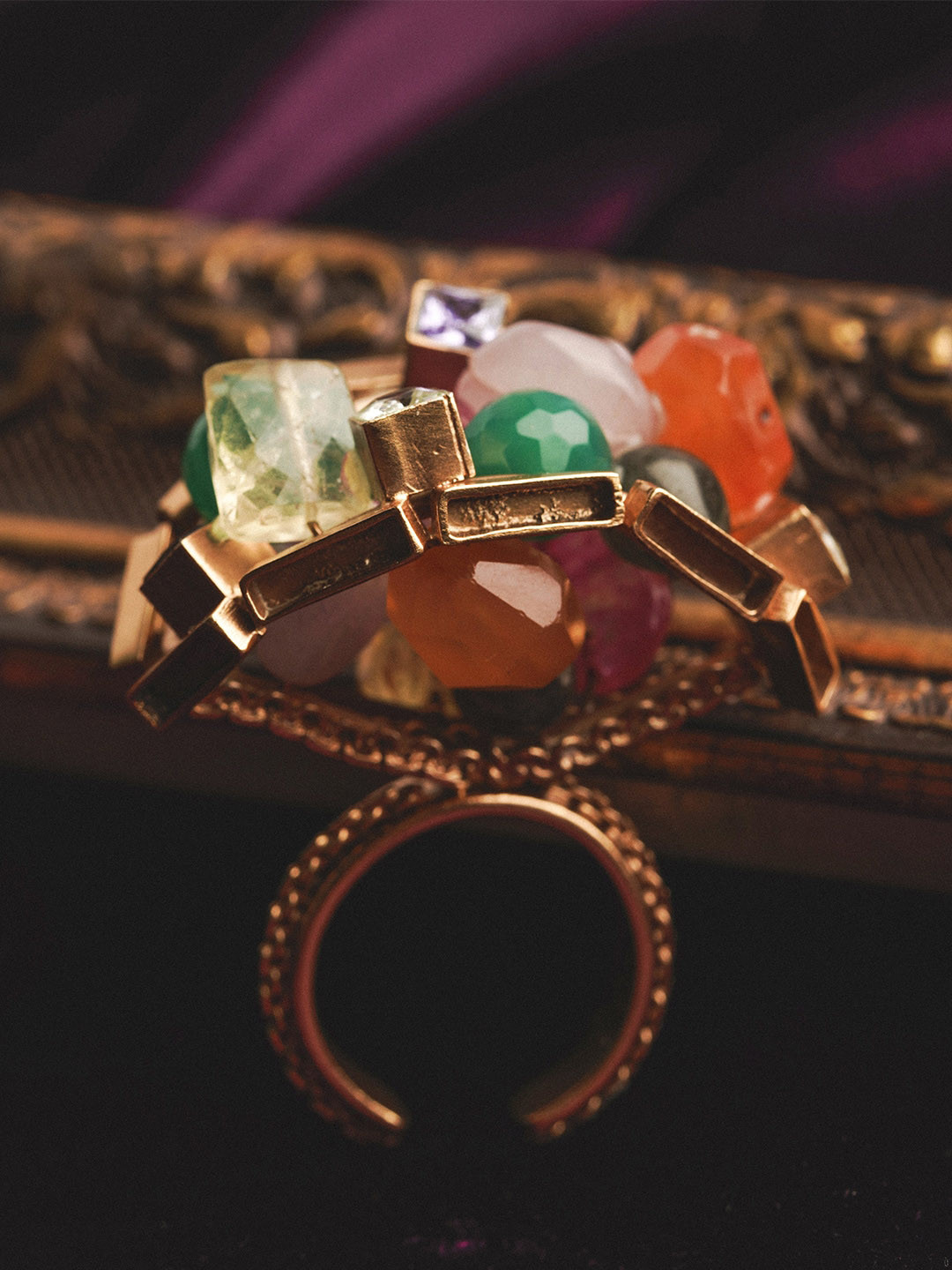 Suhani Pittie 22K Gold-Plated Stone-Studded Adjustable Finger Ring