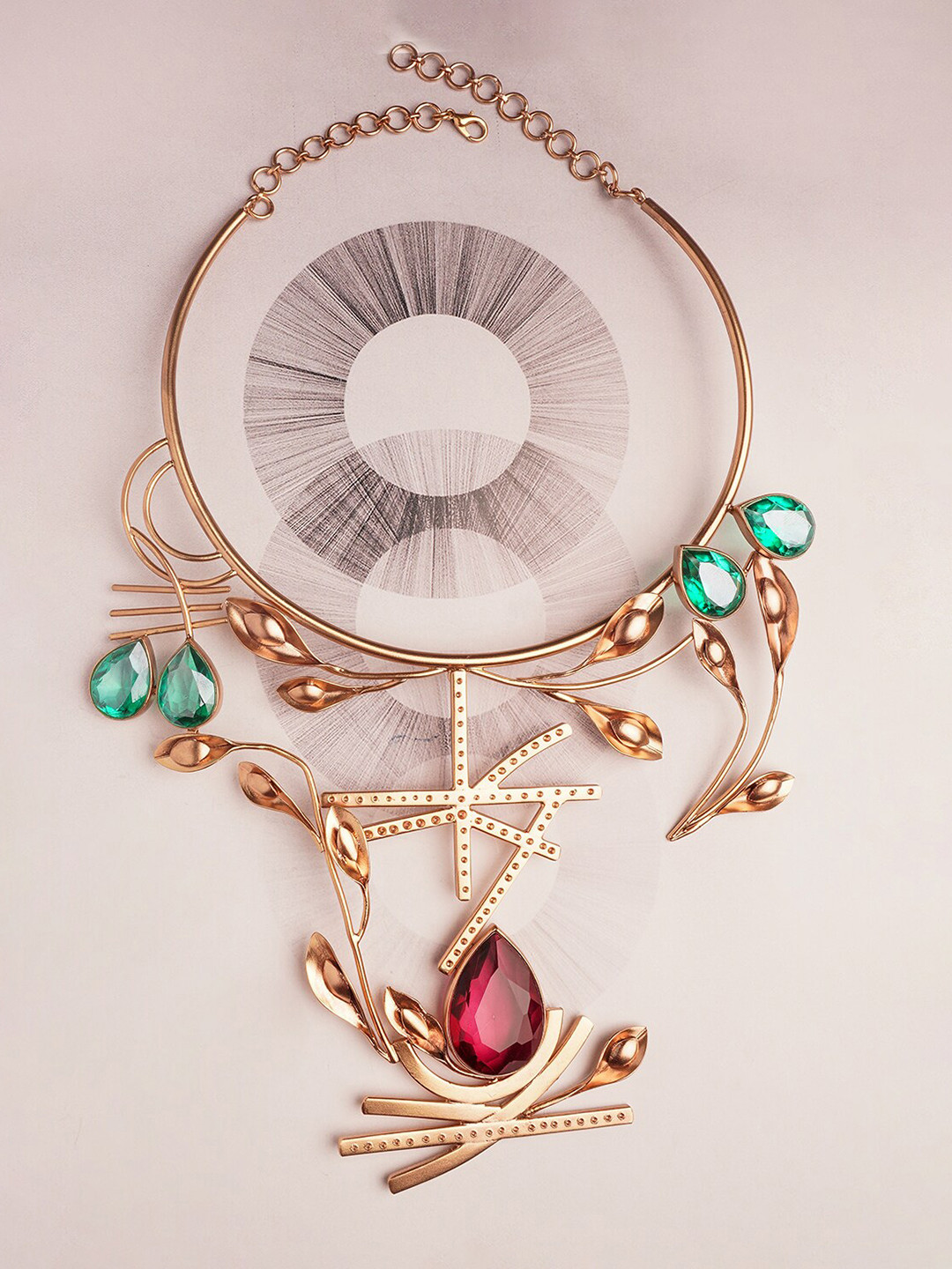 Suhani Pittie BORDEAUX BY THE SEA Copper Gold-Plated Stone Studded Necklace