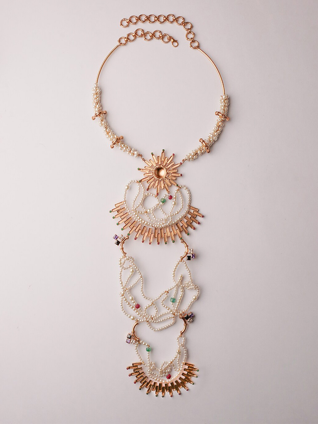 Suhani Pittie SUN BURST Copper Gold-Plated Stone Studded & Beaded Necklace