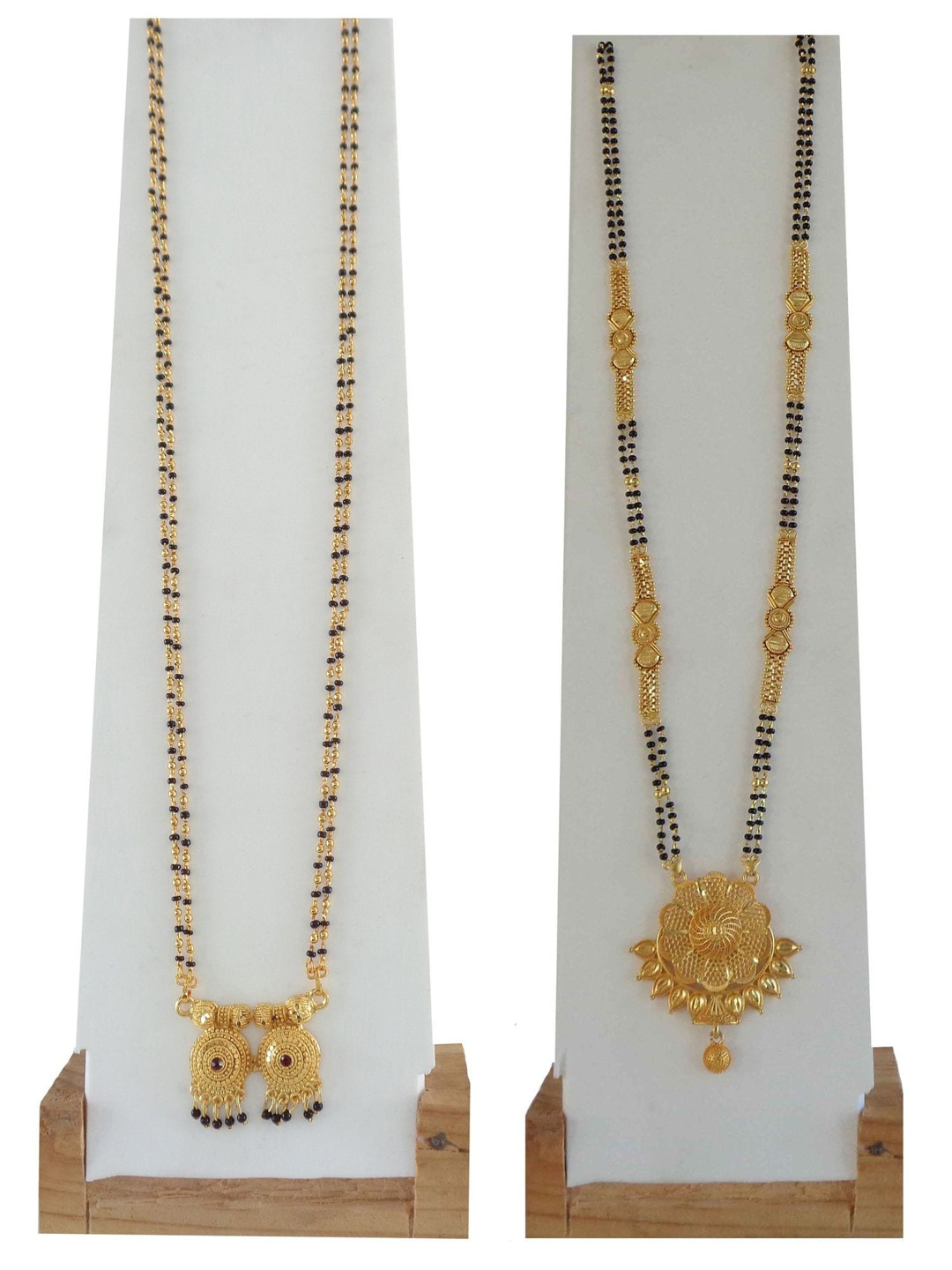 Ramdev Art Fashion Jwellery Set Of 2 Gold-Plated Artificial Stones and Beads Mangalsutra