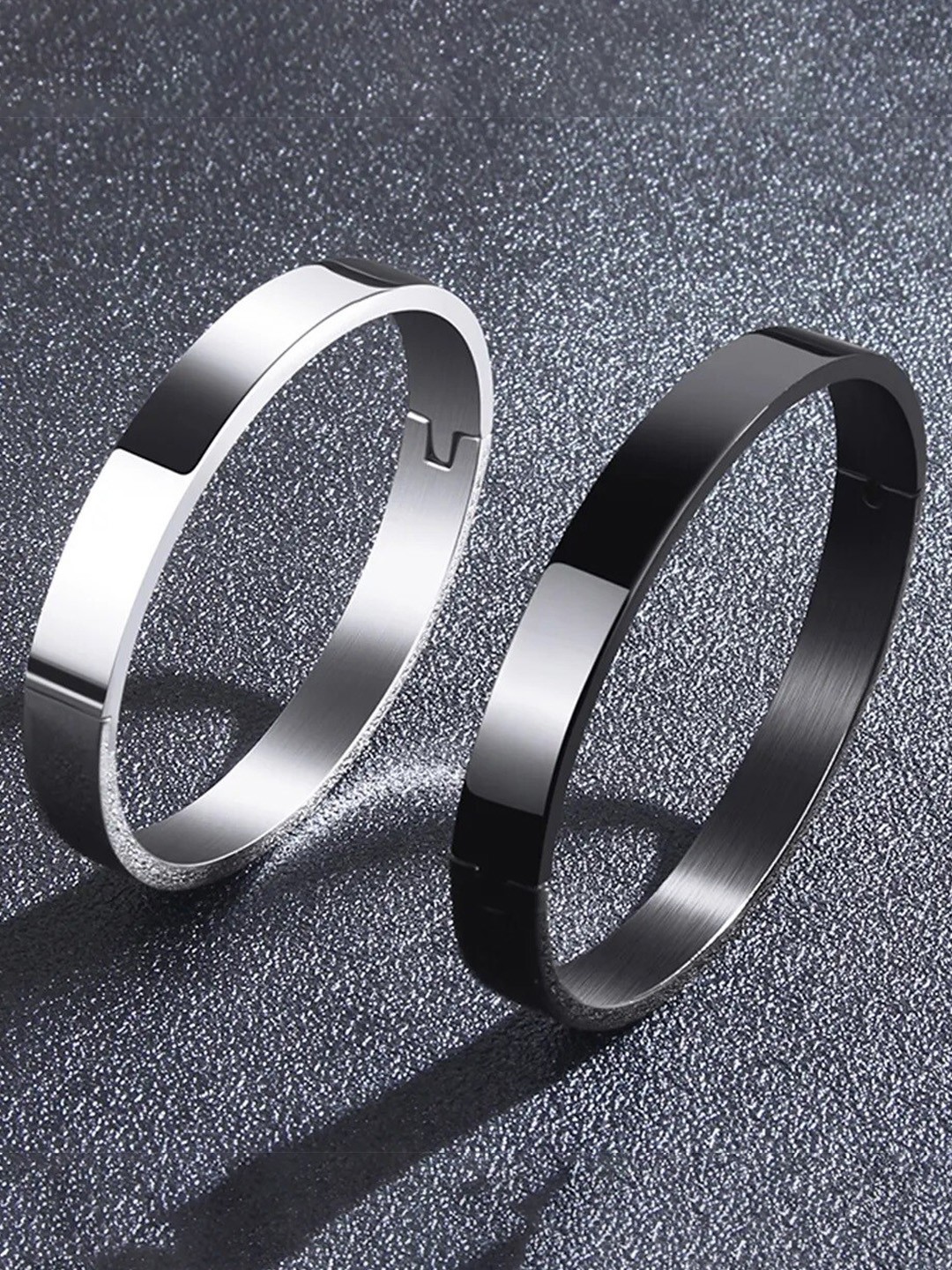 MEENAZ Men Set Of 2 Silver-Plated Kada Bracelet