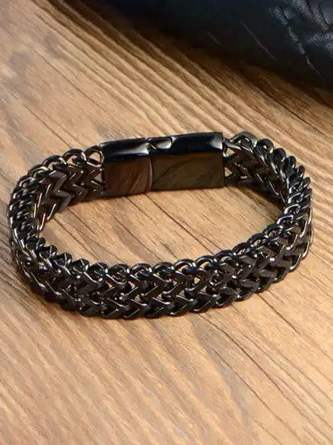 MEENAZ Men Stainless Steel Antique Silver Plated Link Bracelet