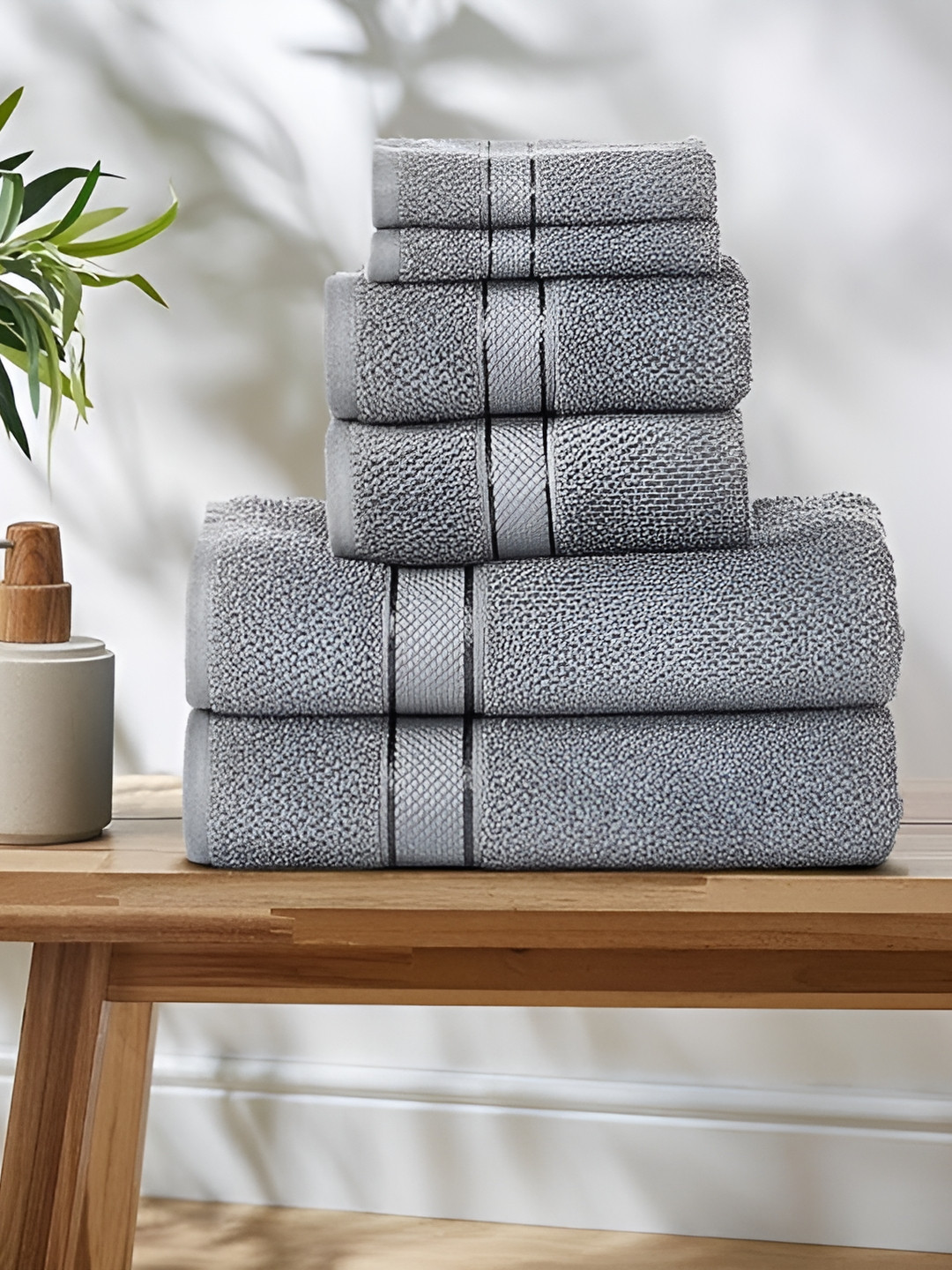 SENSES Charcoal 6 pcs Cotton 550 GSM Towel Set