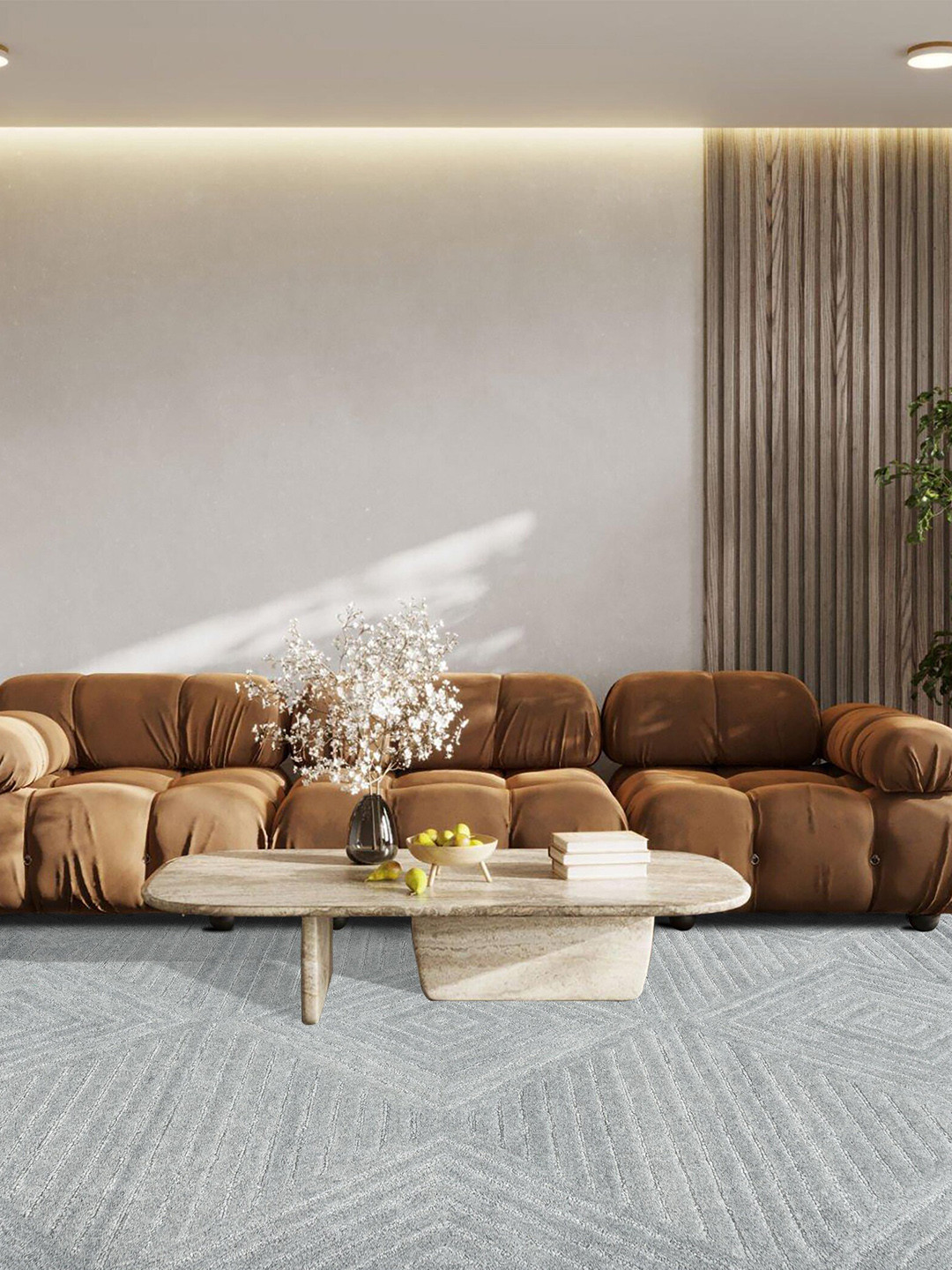 saraswatii global Silver-Toned Geometric Hand-Tufted Wool Carpets