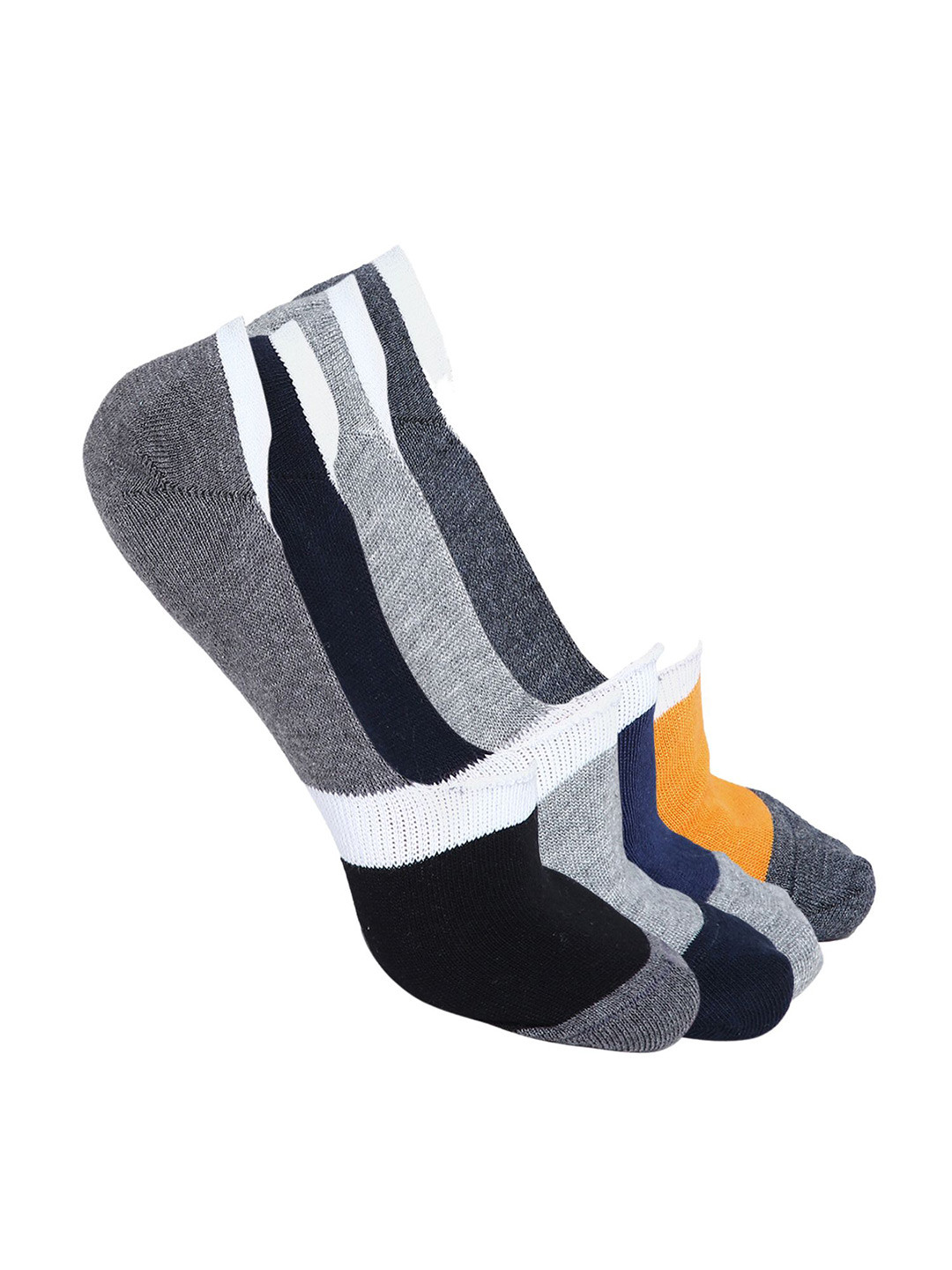 BAESD Pack Of 4 Colorblocked Patterned Shoe Liners Socks