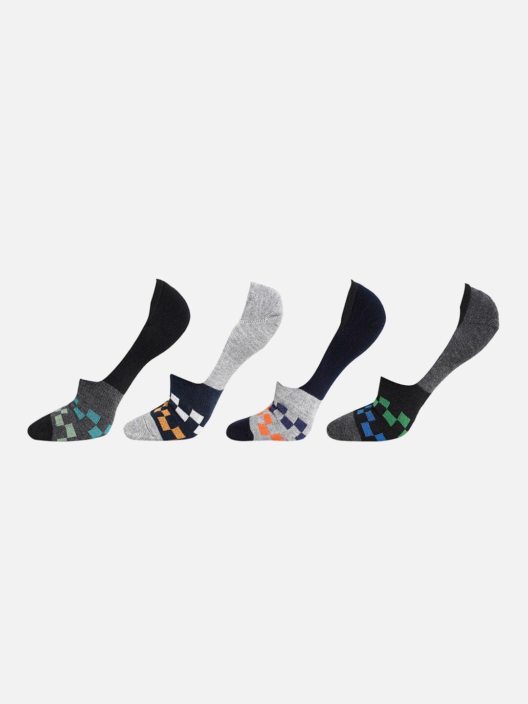 BAESD Unisex Pack of 4 Checked Shoe-Liner Socks