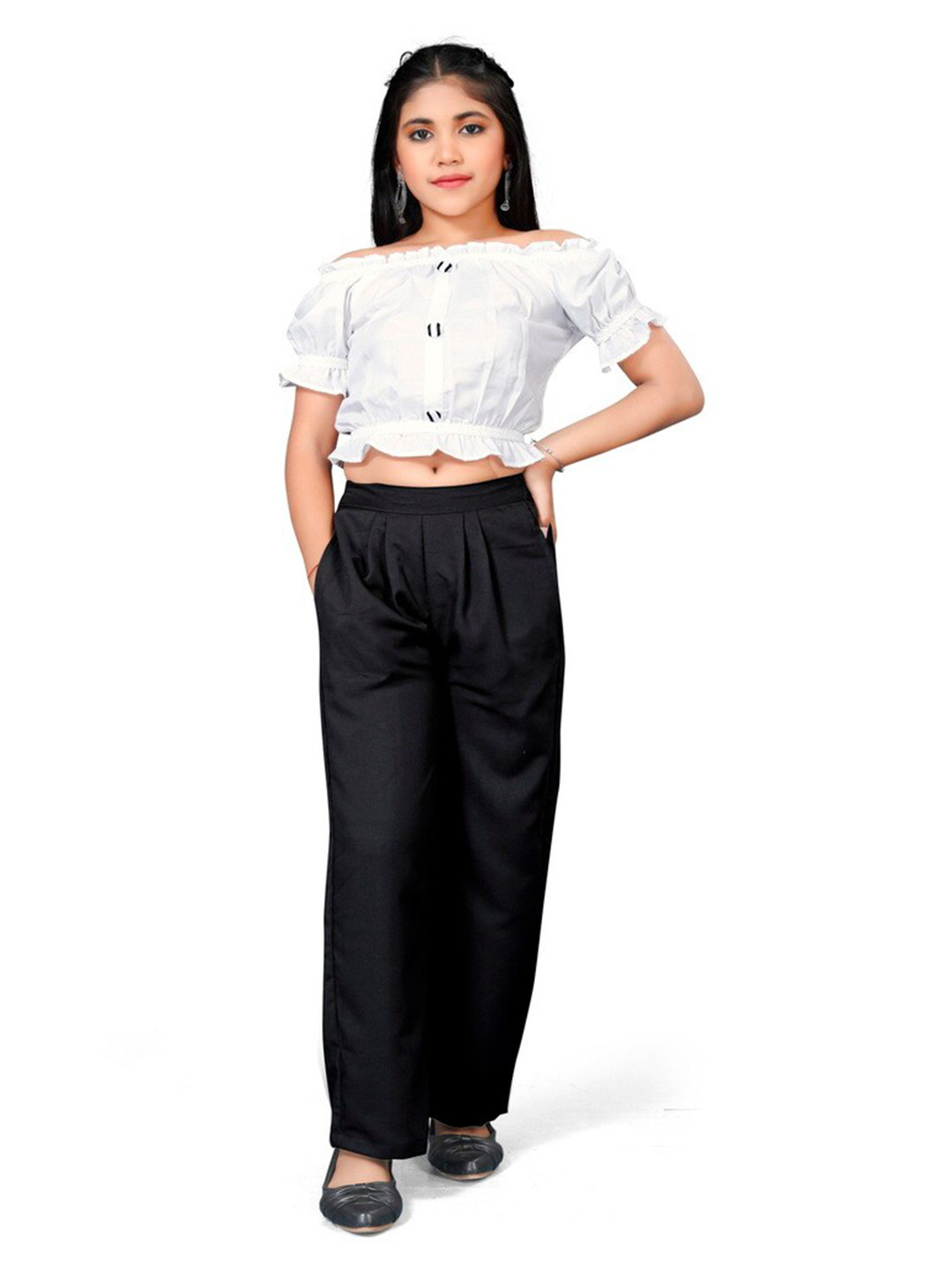 BAESD Girls Crop Bardot Top with Palazzos