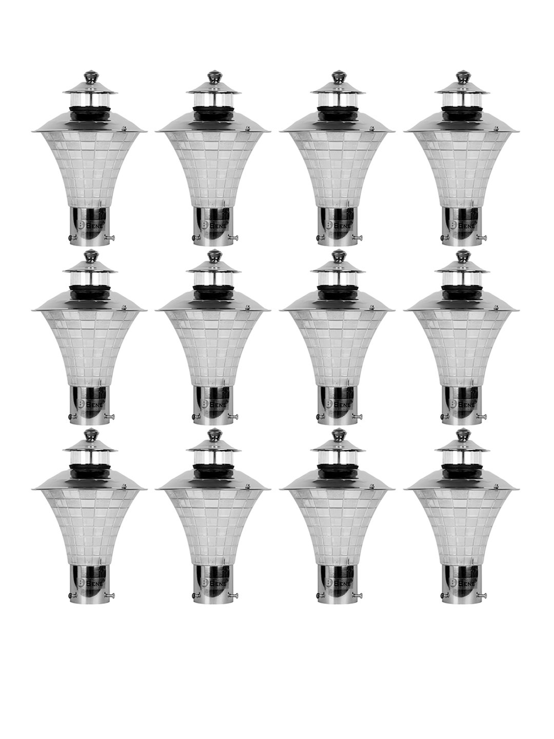 BENE Metallic Toned 12 Pieces Stainless Steel Garden Lamps