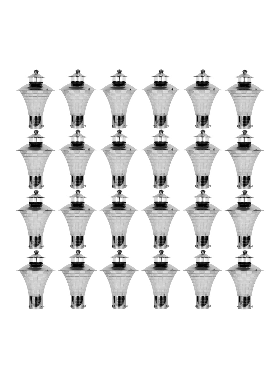 BENE Metallic Toned 24 Pieces Stainless Steel Garden Lamps