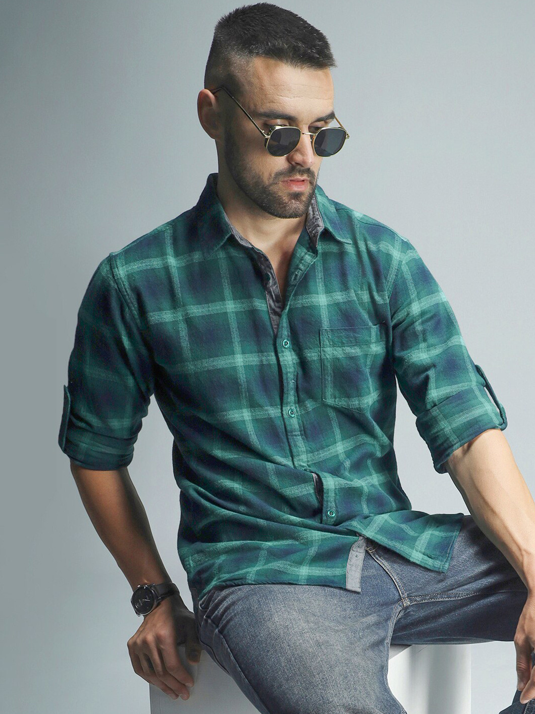 High Star Standard Tartan Checked Pure Cotton Casual Shirt