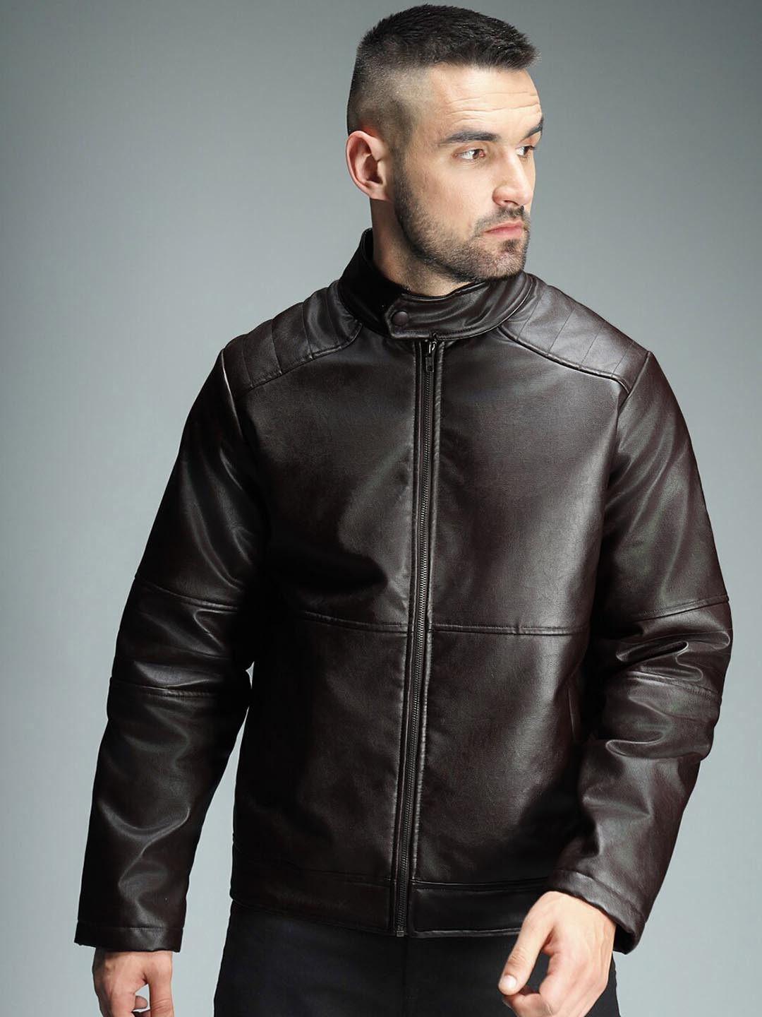 High Star Band Collar Biker Jacket