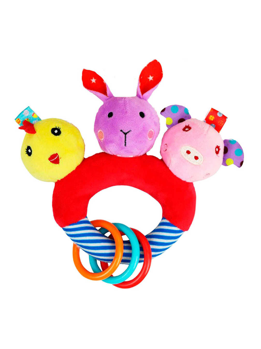 Baby Moo Infants Farm Animals Squeaker Teething Ring Handheld Rattle Toy