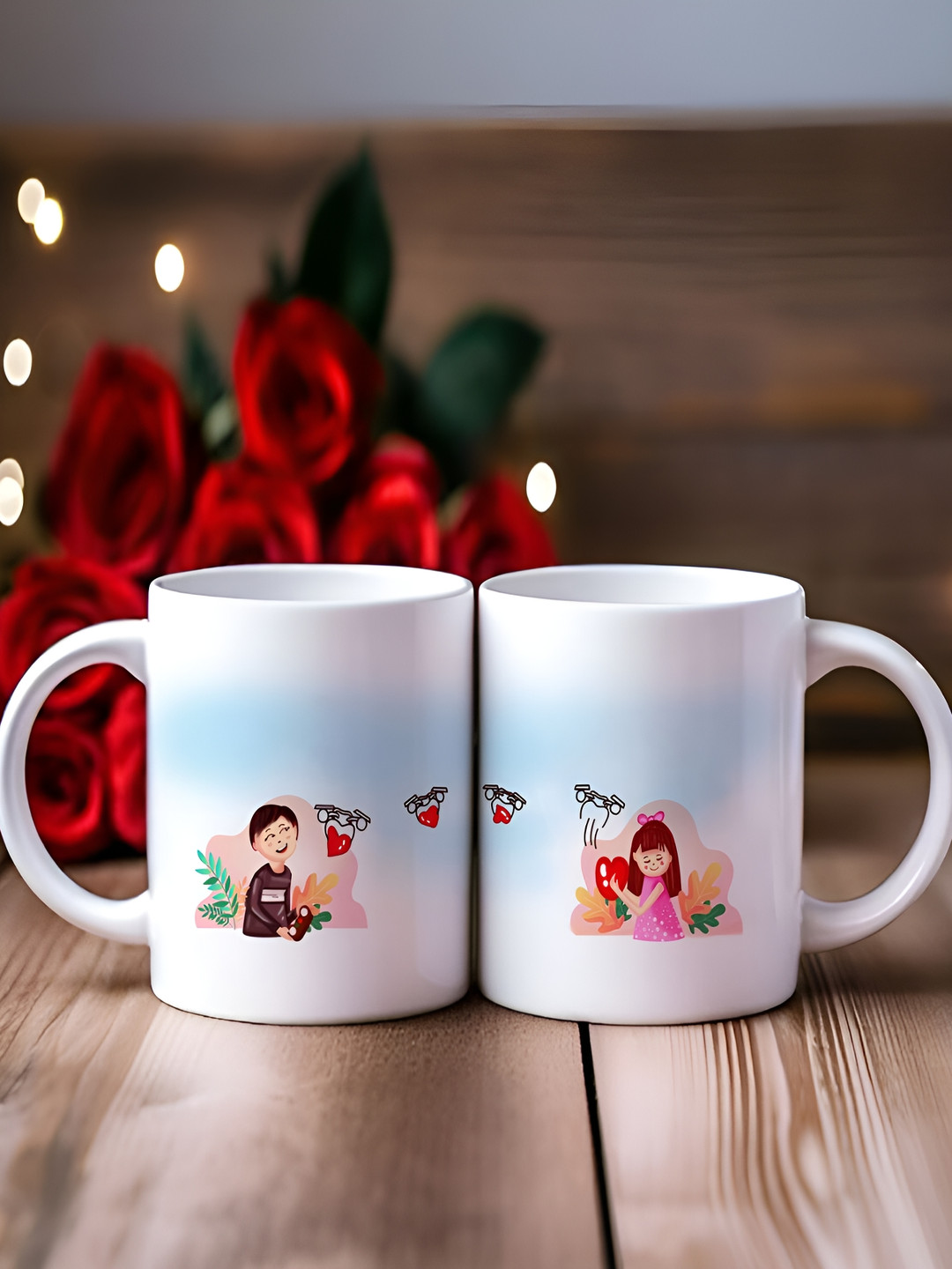 Phirki Studio White Typography Ceramic Microwave Safe 2 Piece Mugs-325ml
