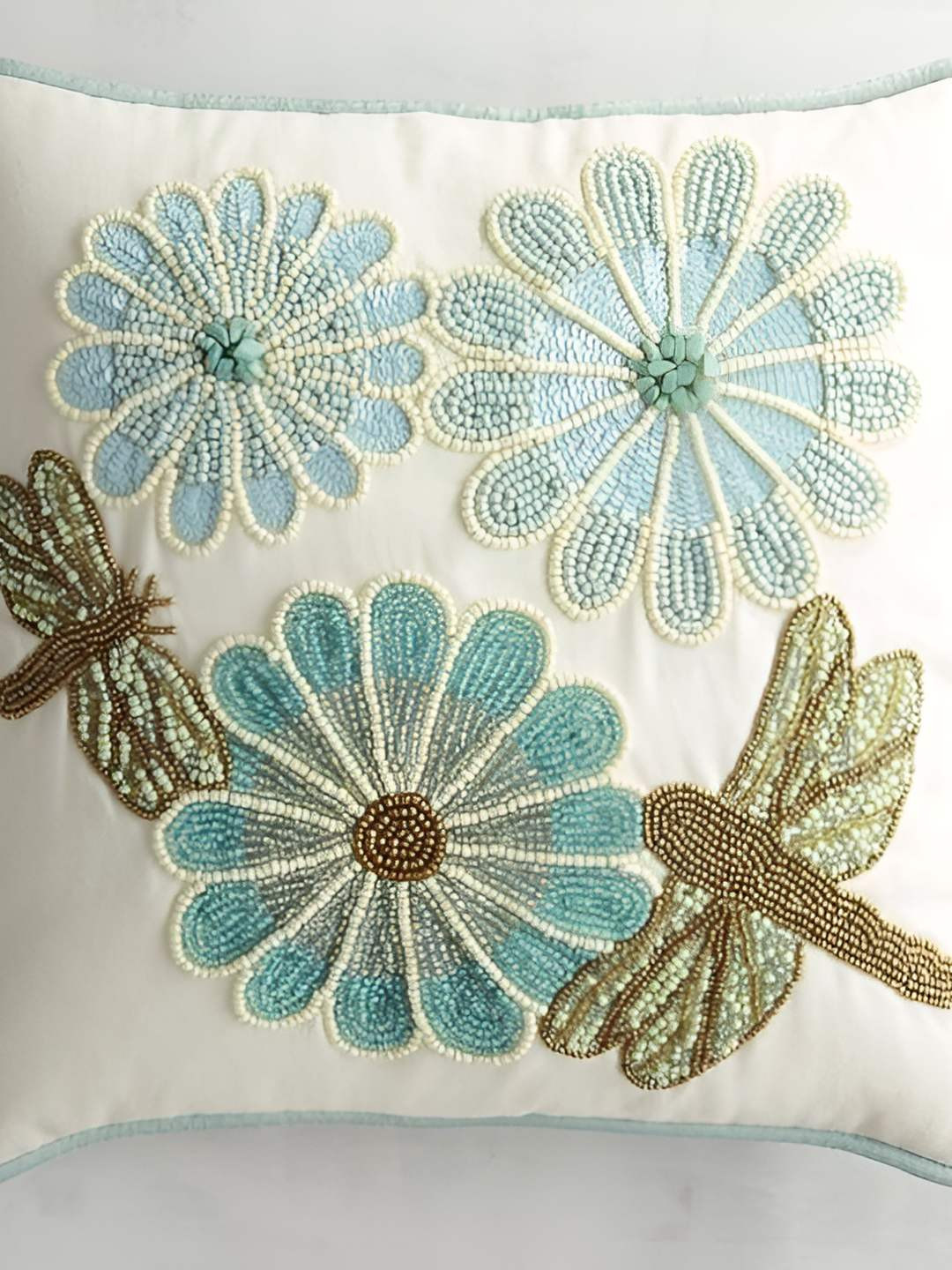 PURINA'S Blue & Green Floral Square Cushion Covers