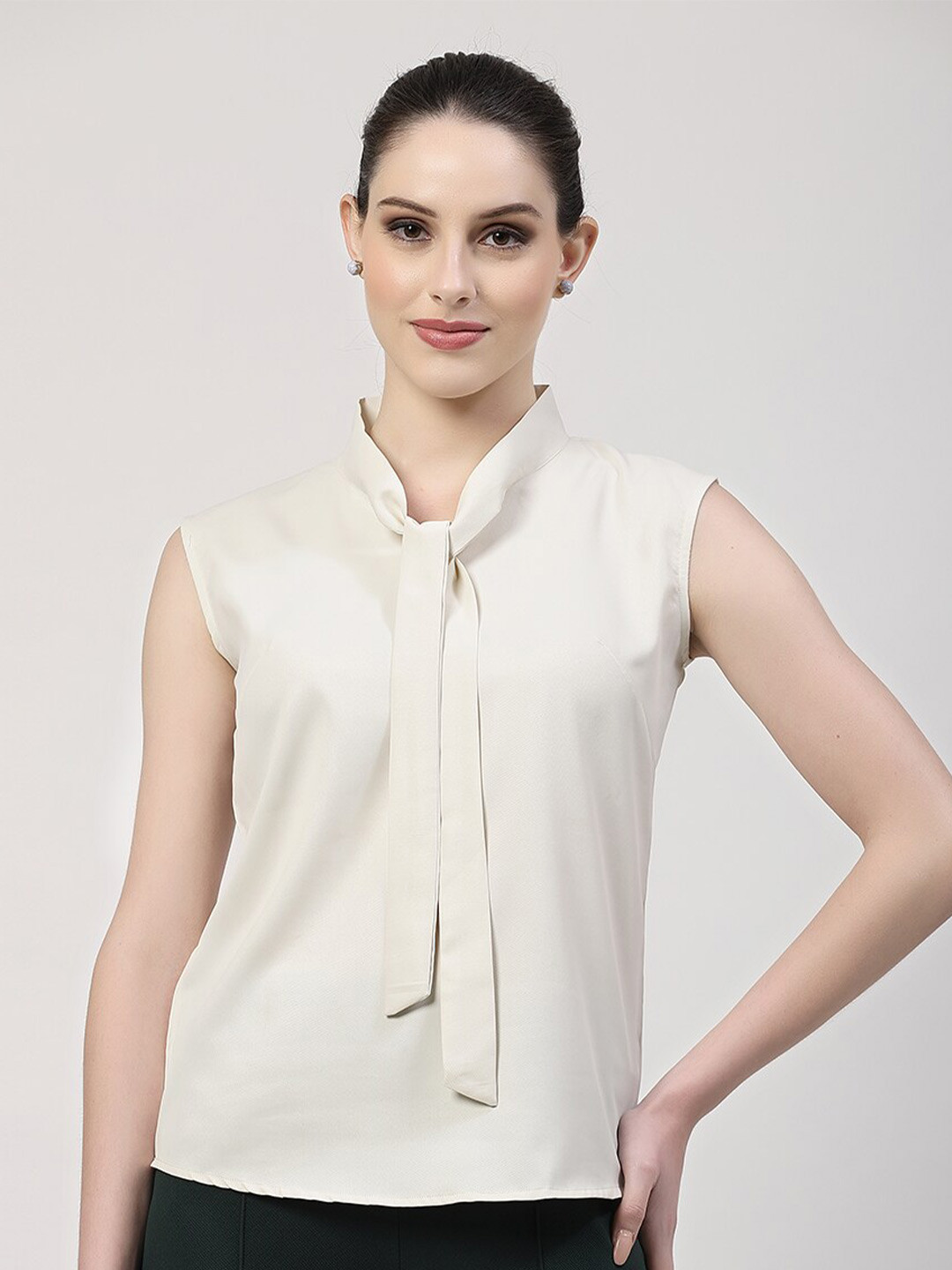 OFFICE & YOU Tie-Up Neck Sleeveless Top