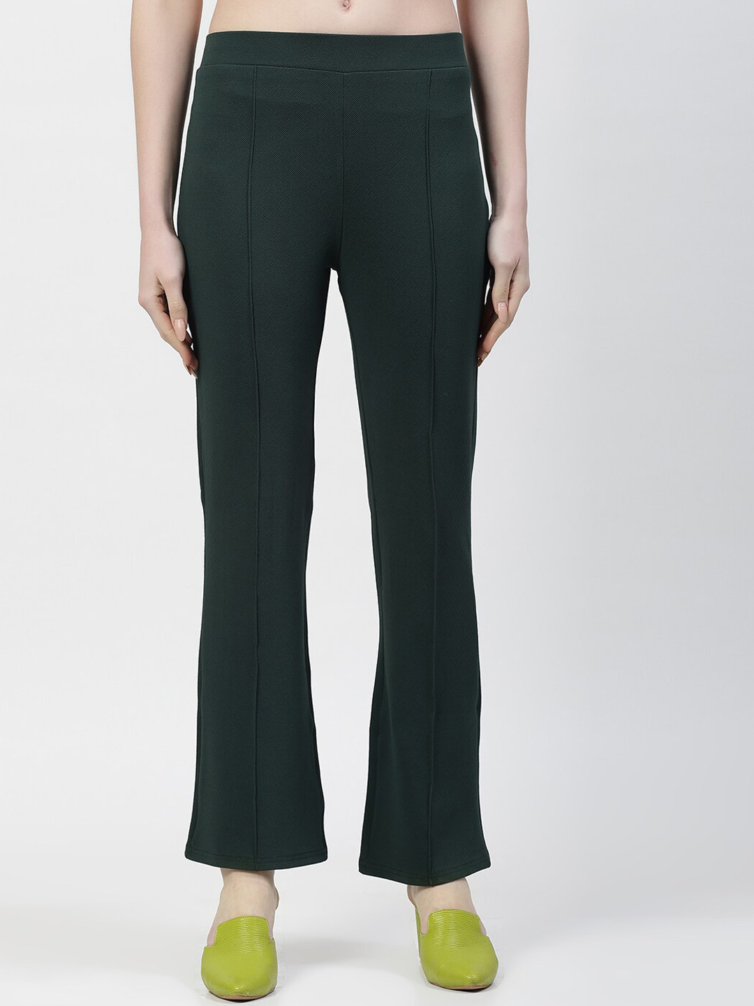 OFFICE & YOU Women Straight Fit Mid Rise Bootcut Trouser