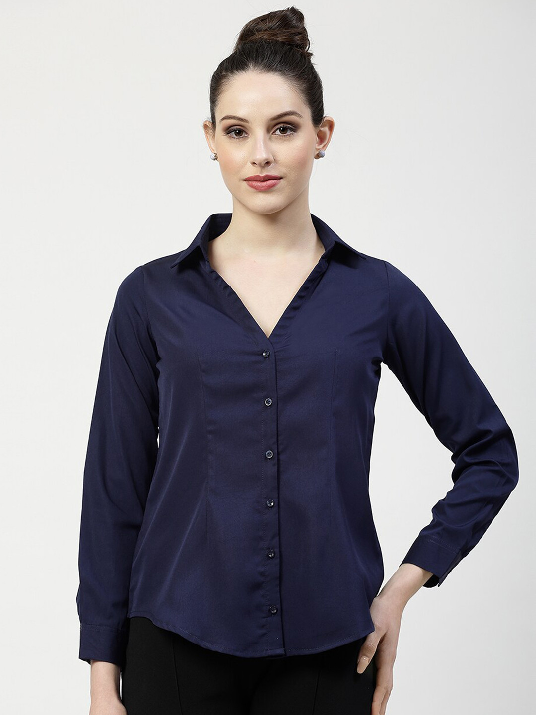 OFFICE & YOU Opaque Spread Collar Formal Shirt