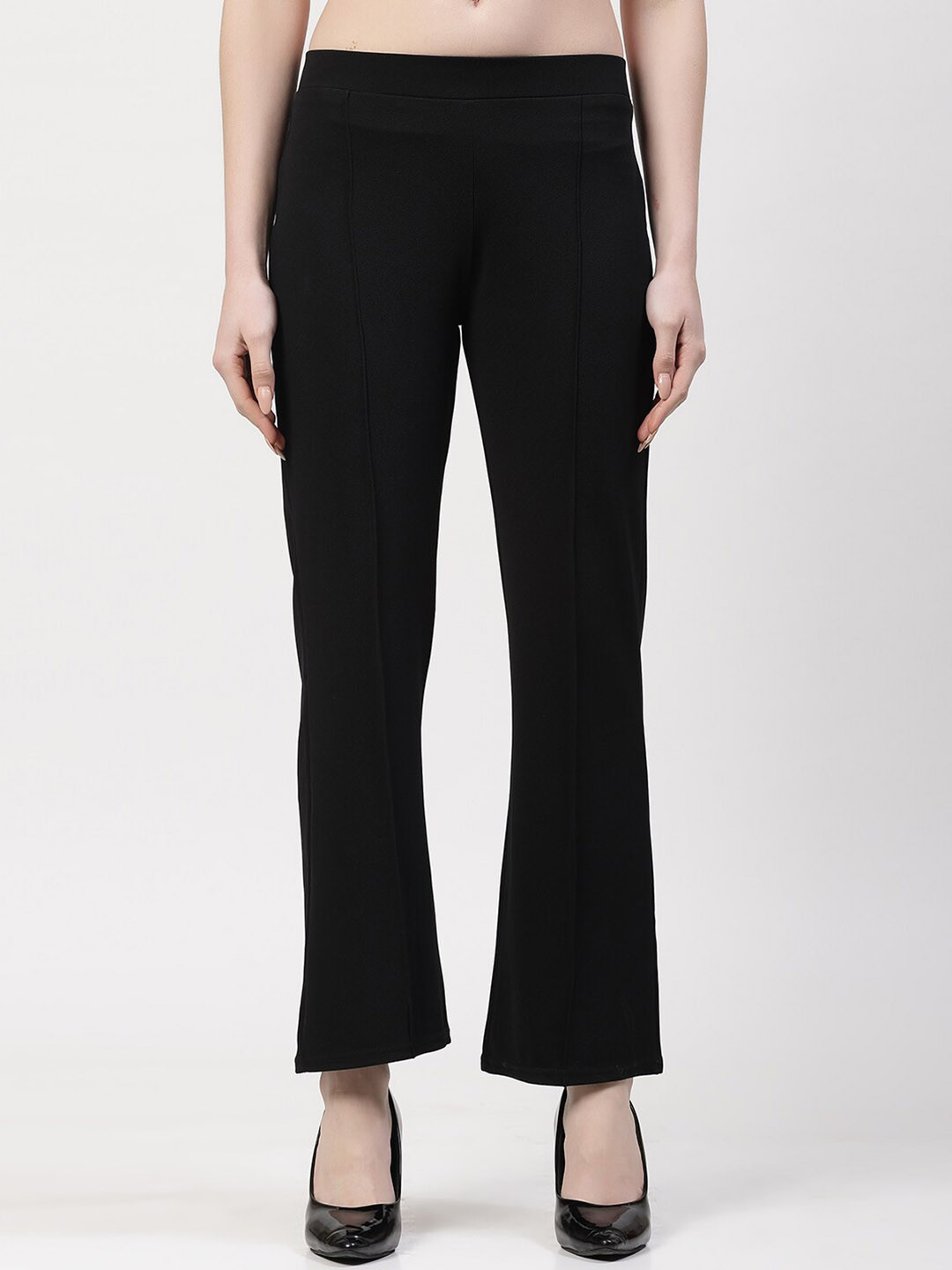 OFFICE & YOU Women Acrylic Straight Fit Bootcut Trousers