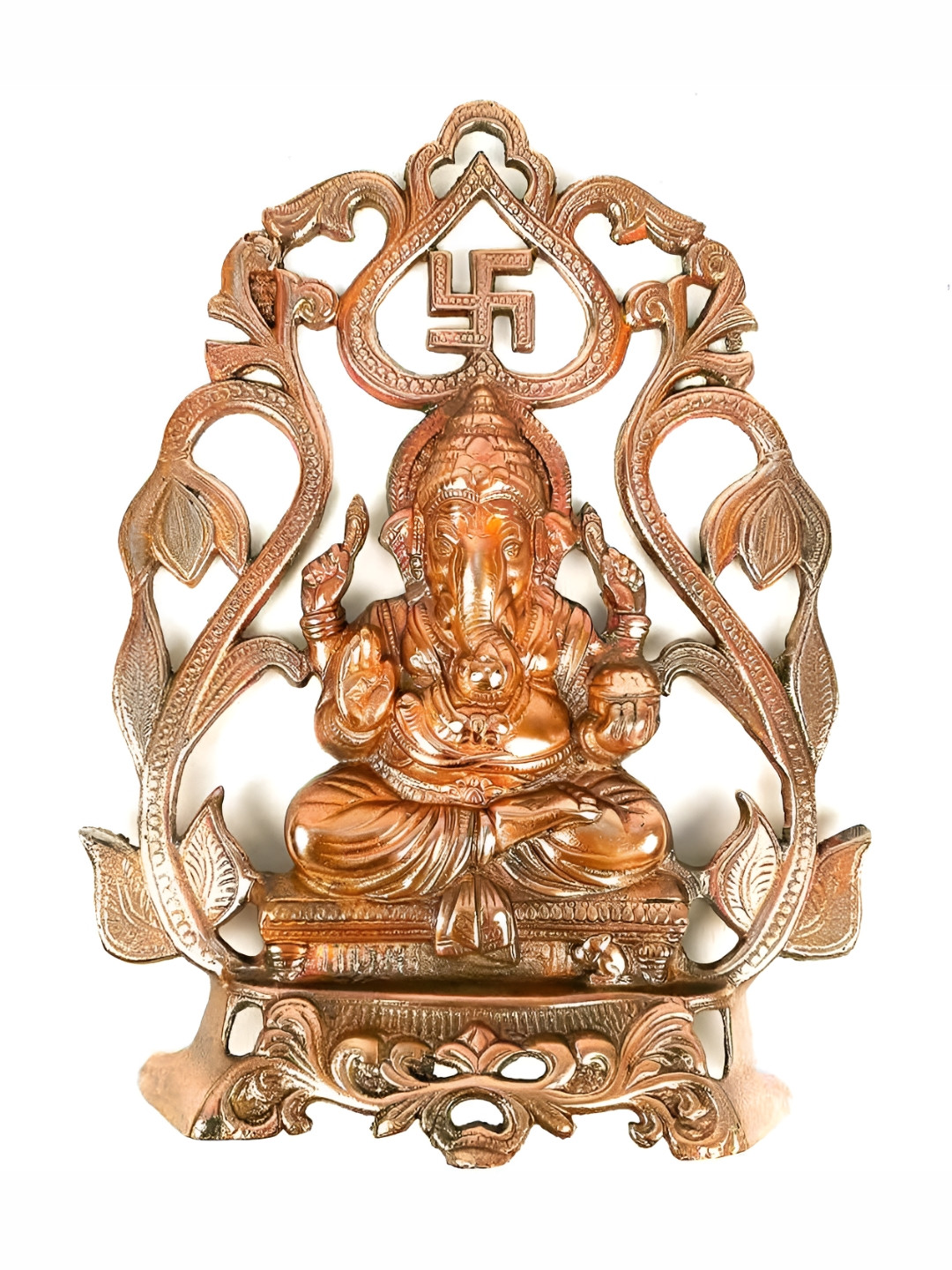 apka mart Lord Ganesh Metal Glossy Hanging Pooja Room Spiritual Wall Decor-13.4In