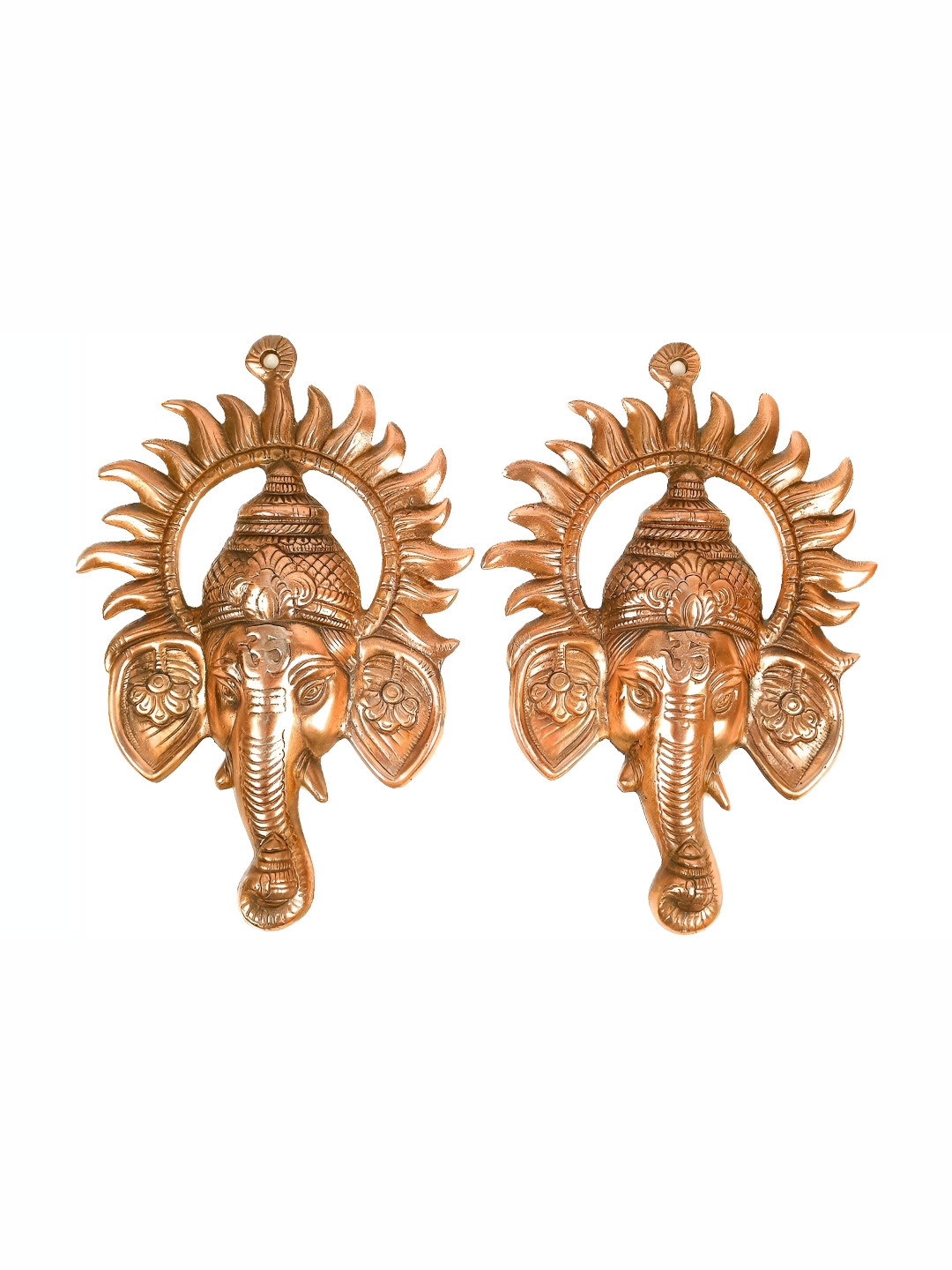 apka mart Ganesh face Wall Hanging Metal Ethnic Motifs Glossy Spiritual Wall Decor-11.8In