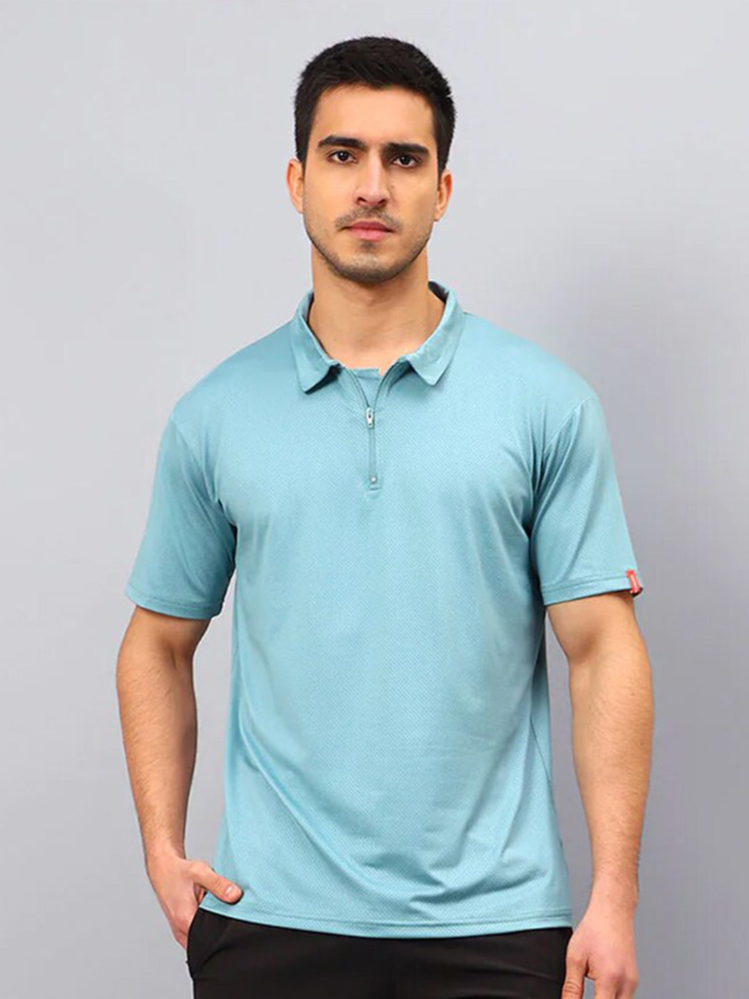 SUMISO Men Rapid-Dry Sports Zipped Polo T-shirt