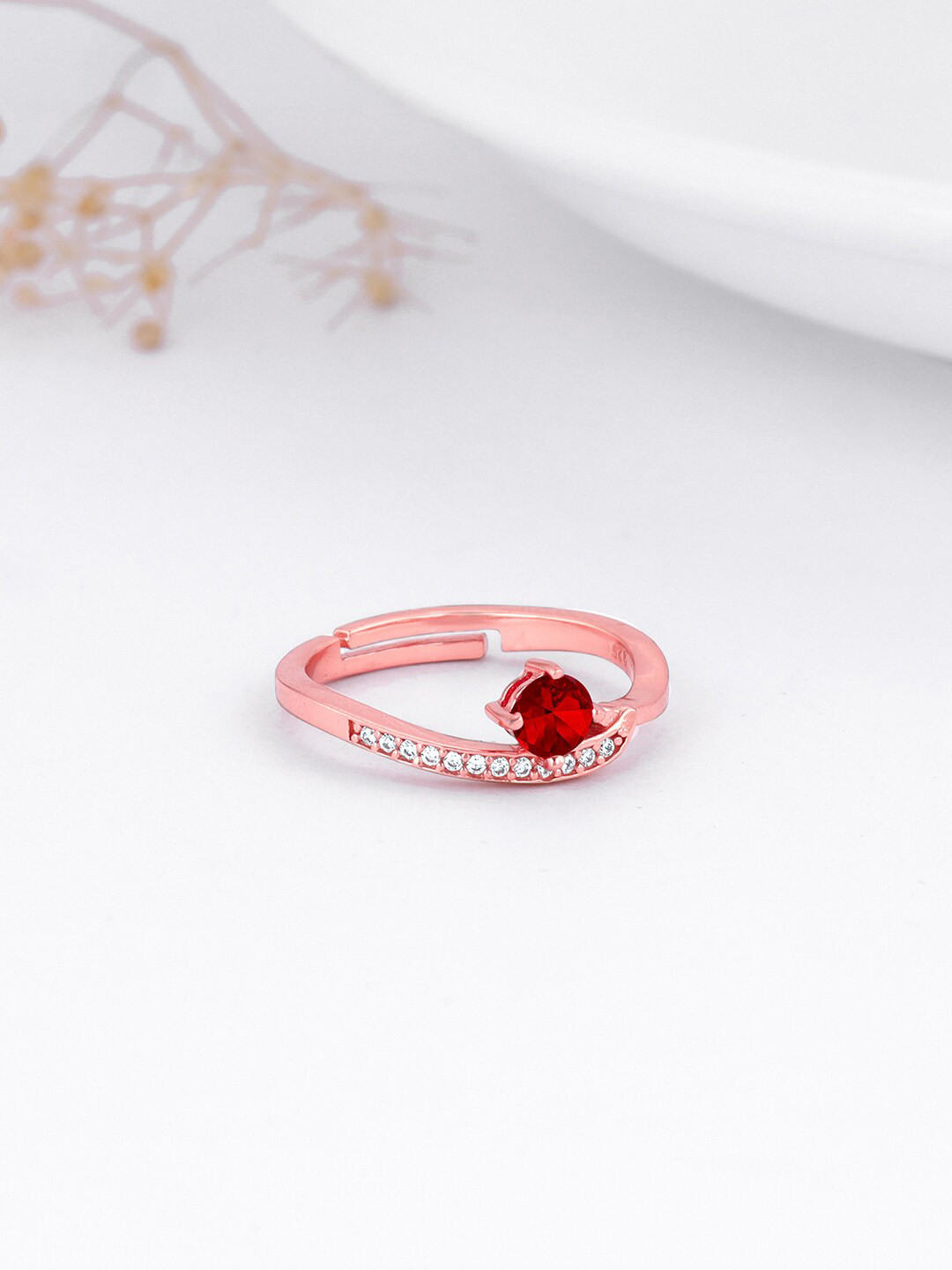GIVA 925 Sterling Silver Rose Gold-Plated Adjustable Finger Ring