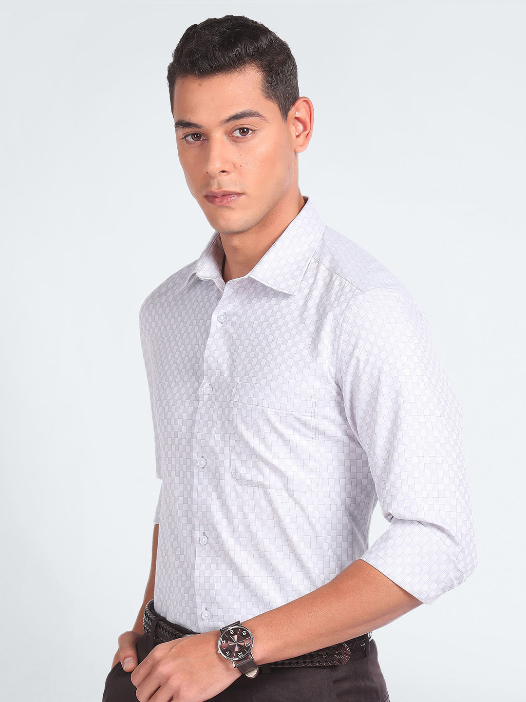 AD By Arvind Graph Check Twill Formal Shirt