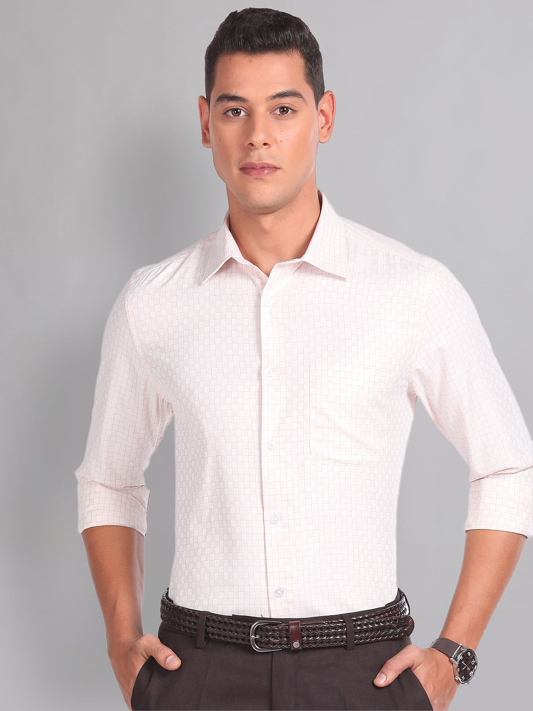 AD By Arvind Graph Check Twill Formal Shirt