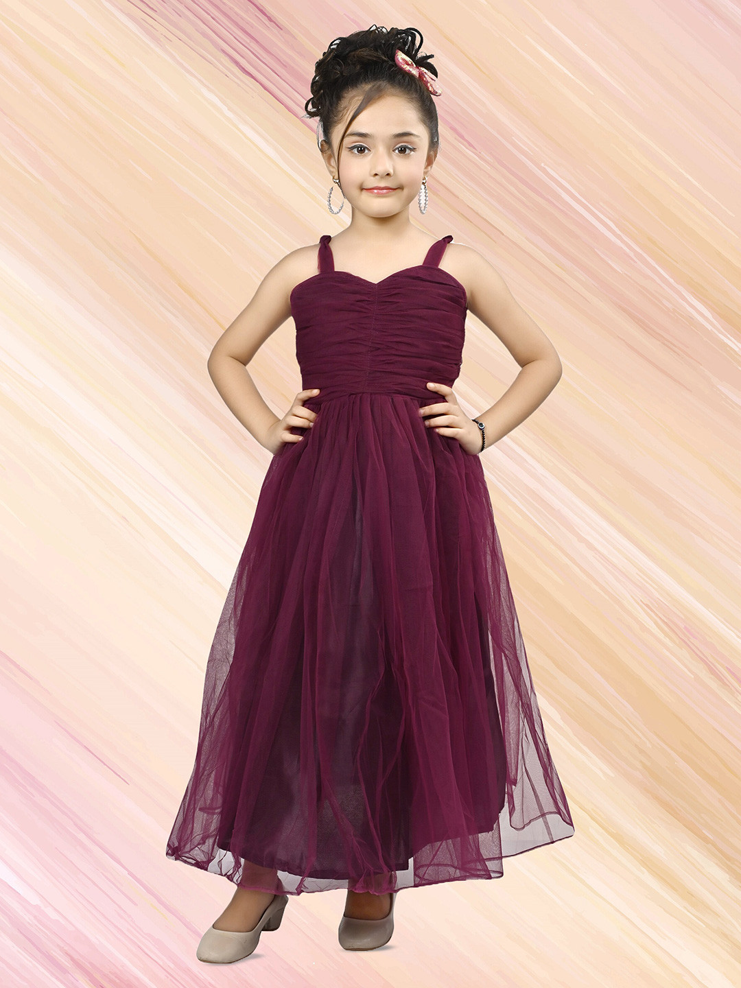 BAESD Girl V-Neck Sleeveless Net Maxi Cotton Dress
