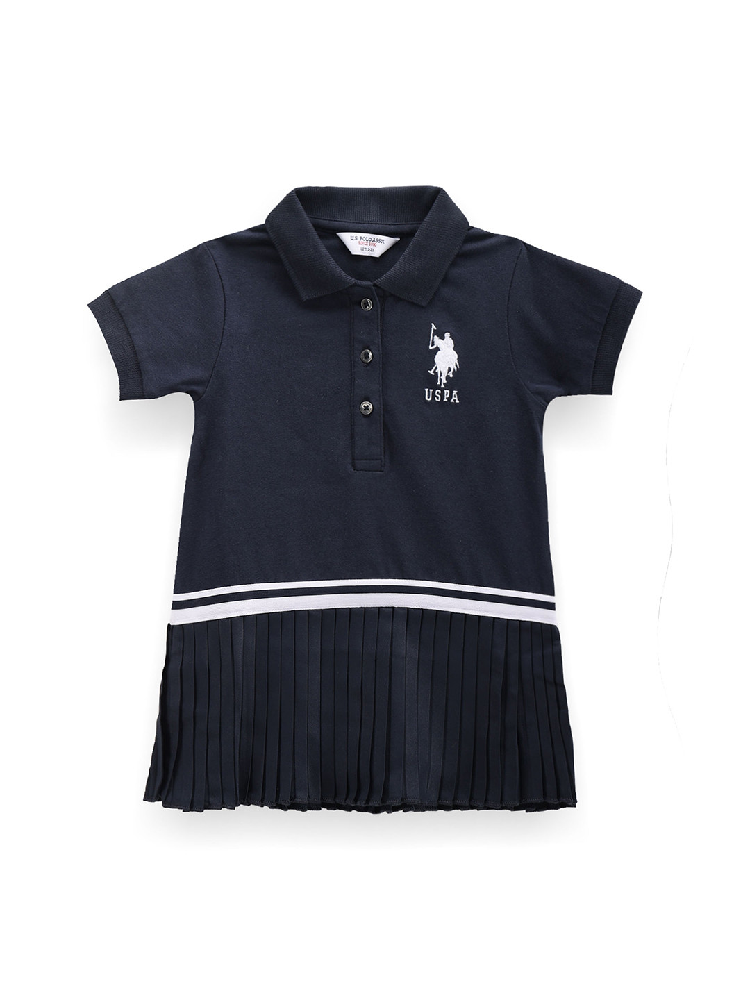 U.S. Polo Assn. Kids Girls Polo Collar Fringed T-shirt Dress