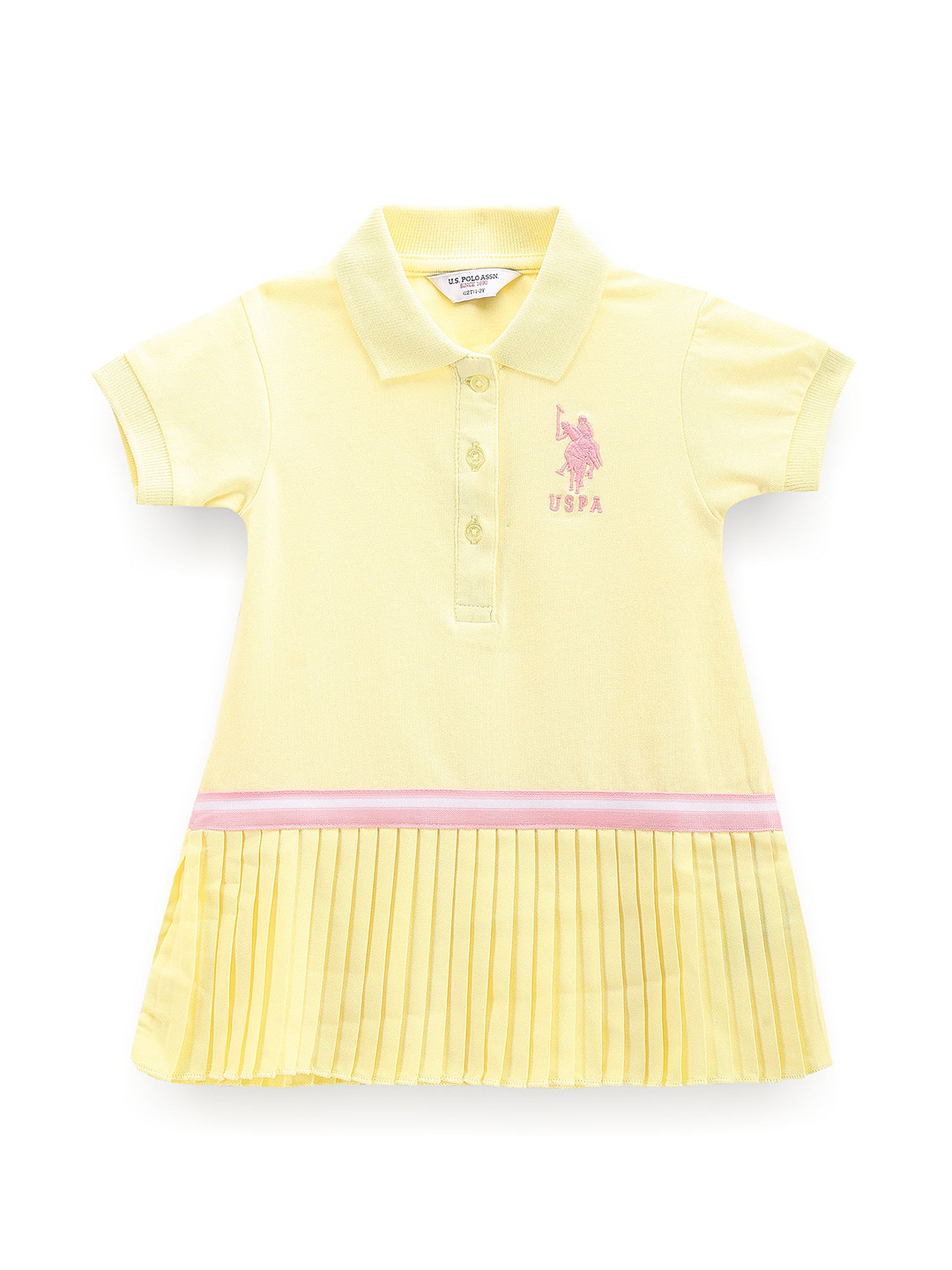 U.S. Polo Assn. Kids Girls Polo Collar Fringed T-shirt Dress