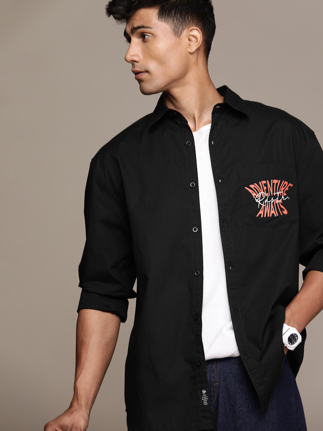Roadster Men Relaxed Printed Pure Cotton Casual Shirt