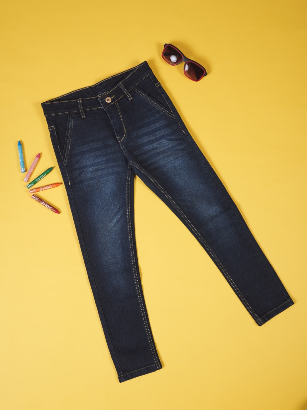 BAESD Boys Smart Slim Fit Mid Rise Clean Cook Light Fade Stretchable Jeans