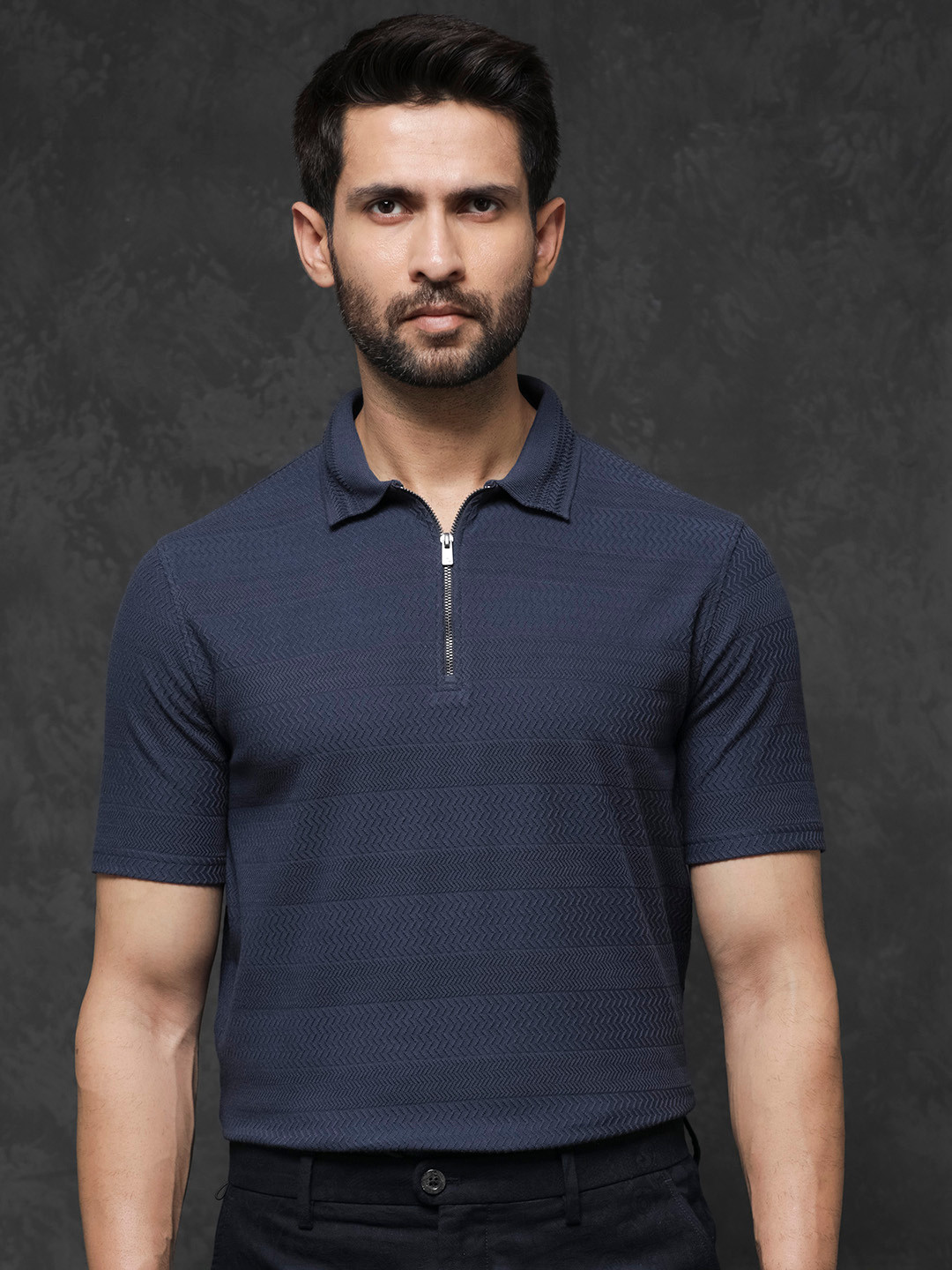 RARE RABBIT Men Clion Polo Collars Cotton Slim Fit T-Shirt