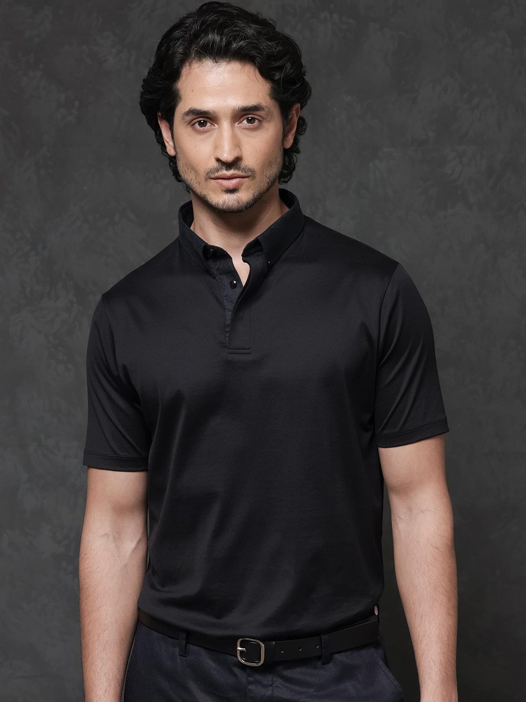 RARE RABBIT Men Clarance Polo Collars Cotton Slim Fit T-Shirt