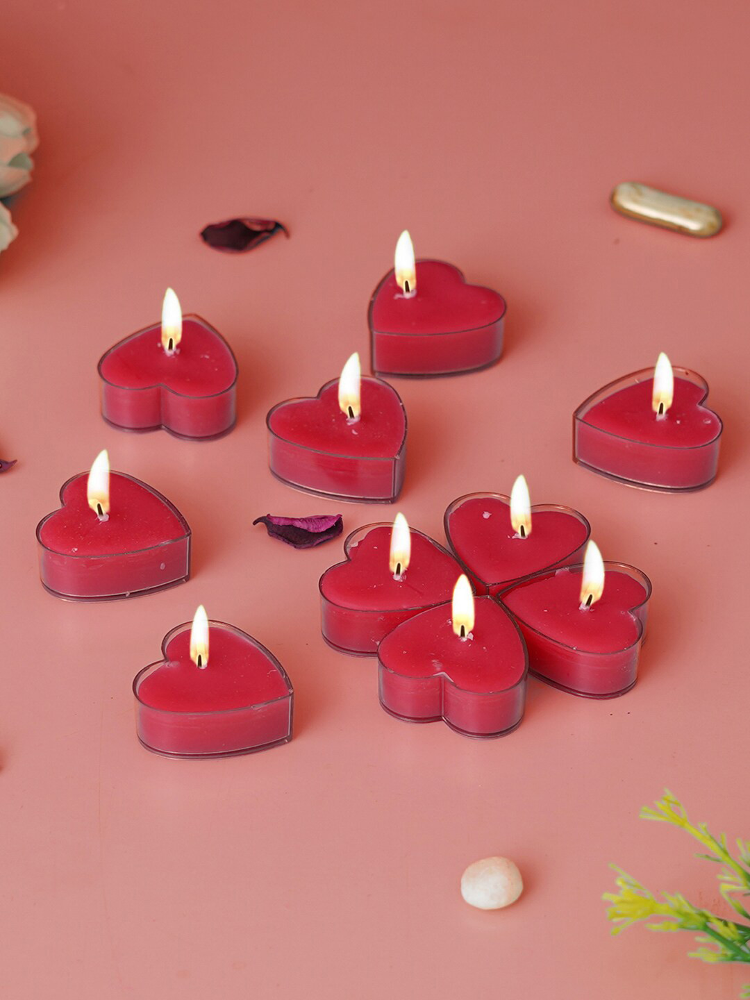 eCraftIndia 100Pcs Scented 1 Wick Romantic Solid Heart Regular Tea Light Candles