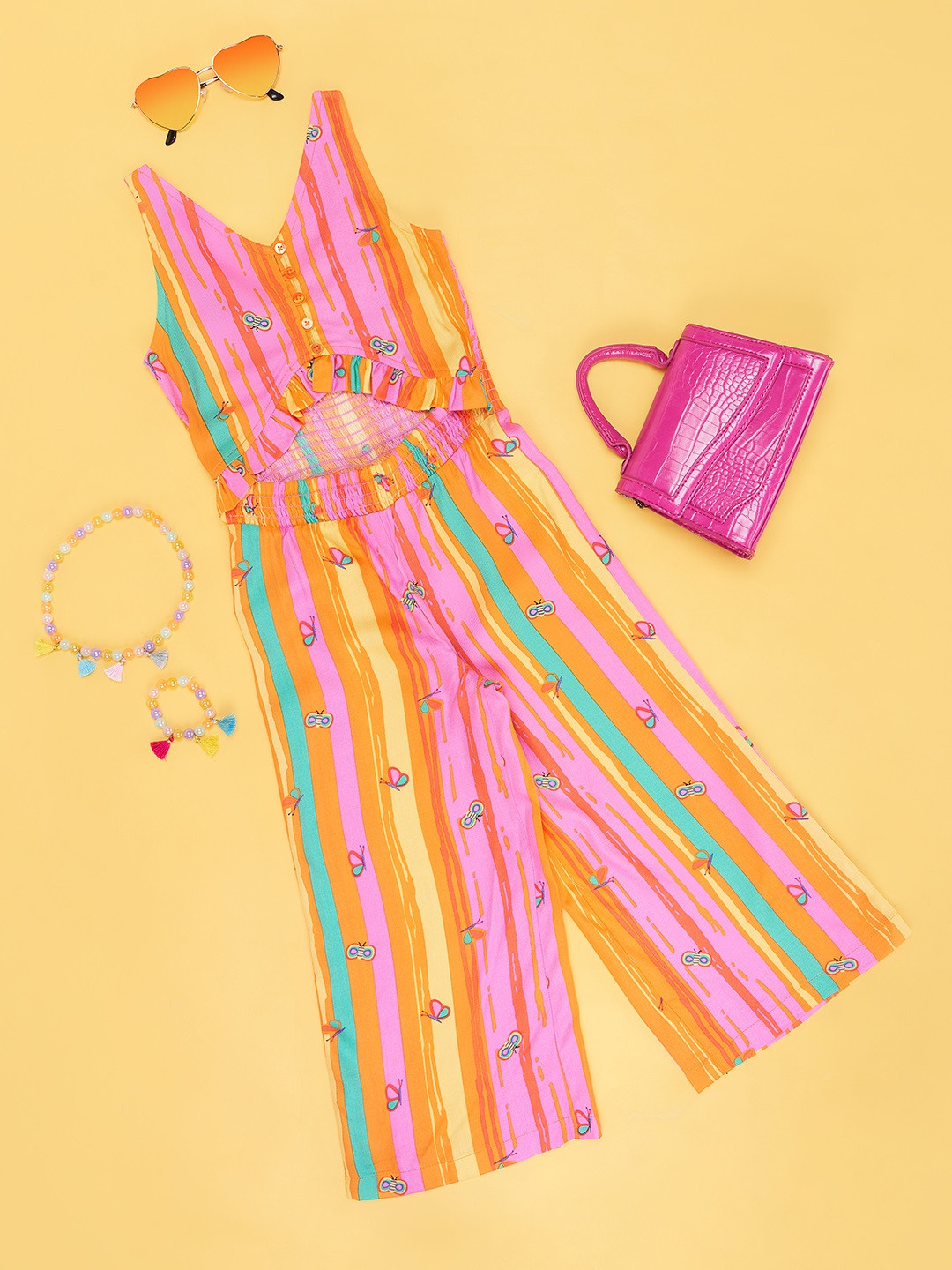 Pantaloons Junior Girls Conversational Printed Basic Jumpsuit