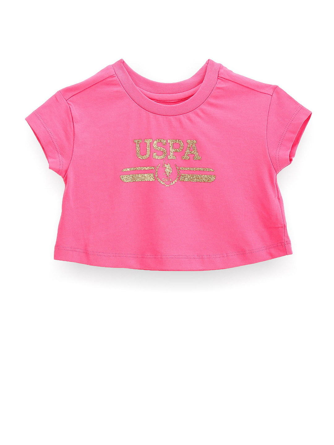 U.S. Polo Assn. Kids Girls Typography Printed Pure Cotton Cop T-shirt