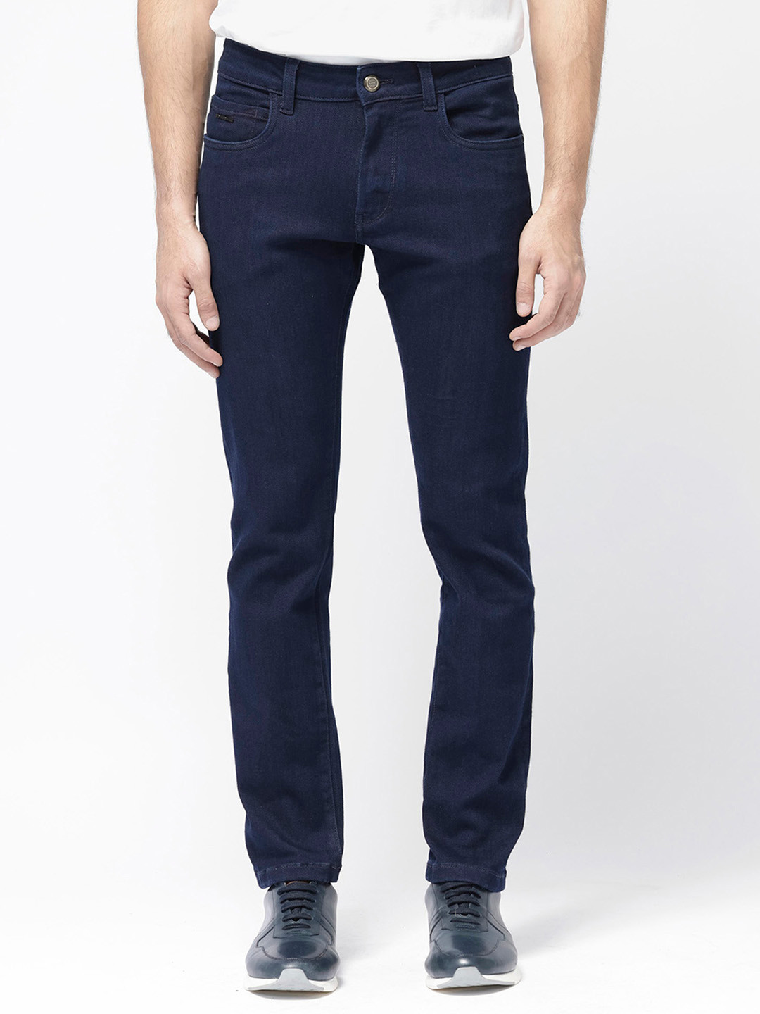 RARE RABBIT Men Clean Look Slim Fit Mid-Rise Stretchable Cotton Jeans